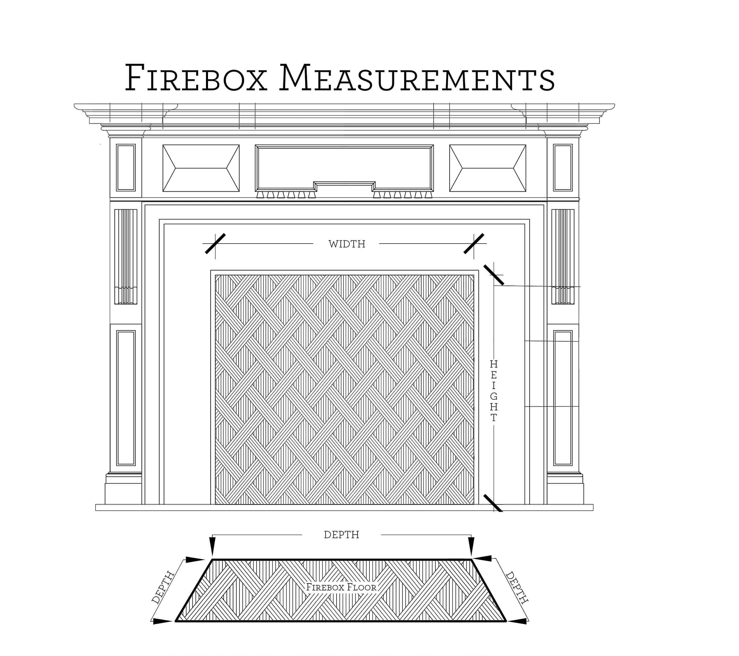 Measuring width, height, and depth of fireplace for clay tile fireback