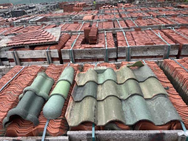 Reclaimed Ludowici Spanish Clay Roof Tiles in Green with Matching Ridge and Hip Tiles