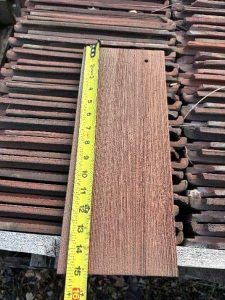 Example reclaimed clay roof tile back view